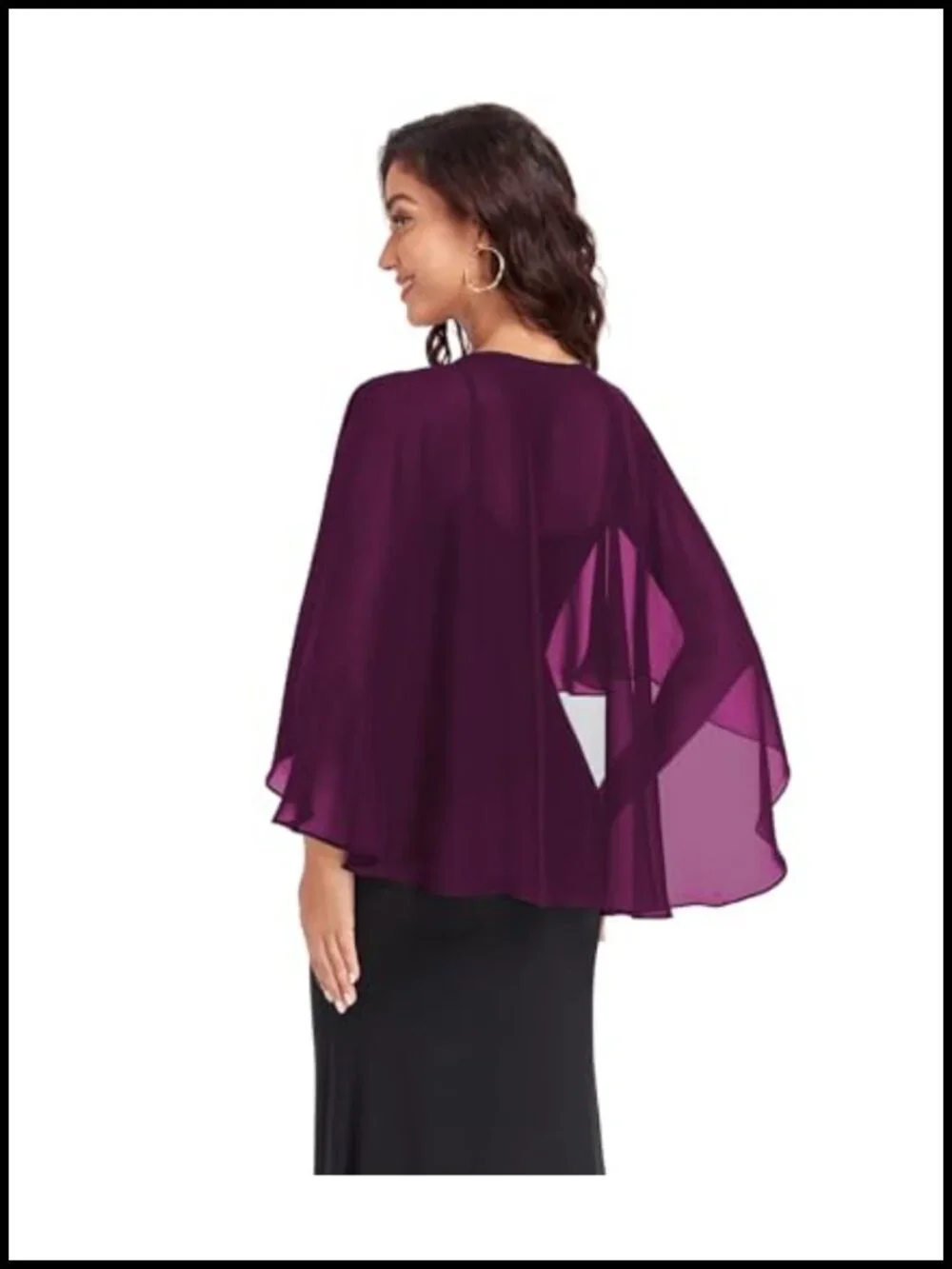 Sheer Chiffon Capelet Shawl Wrap for Evening Dresses Wedding Cover Up